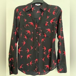 Express Slim Fit Portofino Red Bird Print XS